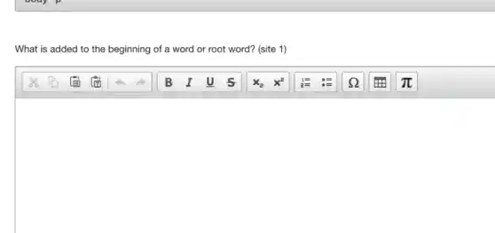 What is added to the beginning of a word or root word?(site 1)