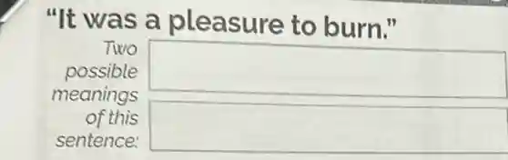 "It was a pleasure to burn."
Two
possible
meanings
square
of this
sentence
square