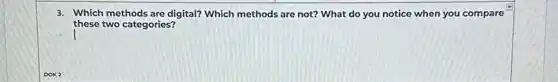 3. Which methods are digital?Which methods are not?What do you notice when you compare
these two categories?
