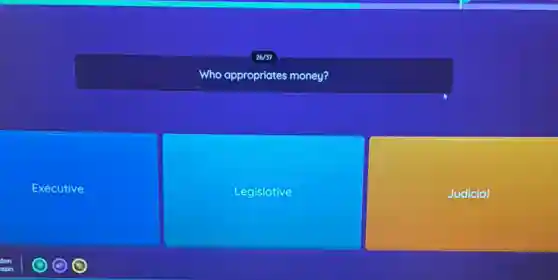 Who appropriates money?
Executive
Legislative
Judicial