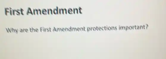 First Amendment
Why are the First Amendment protections important?