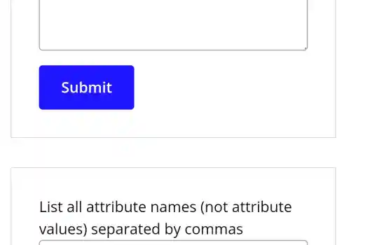 List all attribute names (not attribute
values)separated by commas