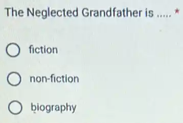 The Neglected Grandfather is __
fiction
non-fiction
biography