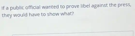 If a public official wanted to prove libel against the press,
they would have to show what?