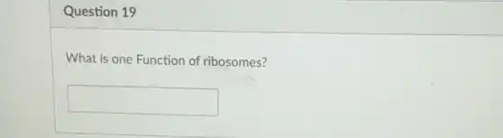 Question 19
What is one Function of ribosomes?
square