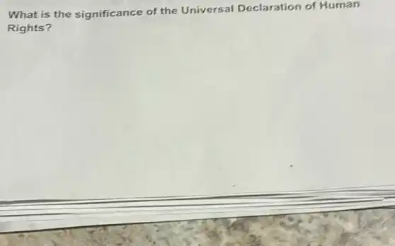 What is the significance of the Universal Declaration of Human
Rights?