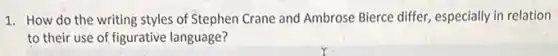 1. How do the writing styles of Stephen Crane and Ambrose Bierce differ, especially in relation
to their use of figurative language?