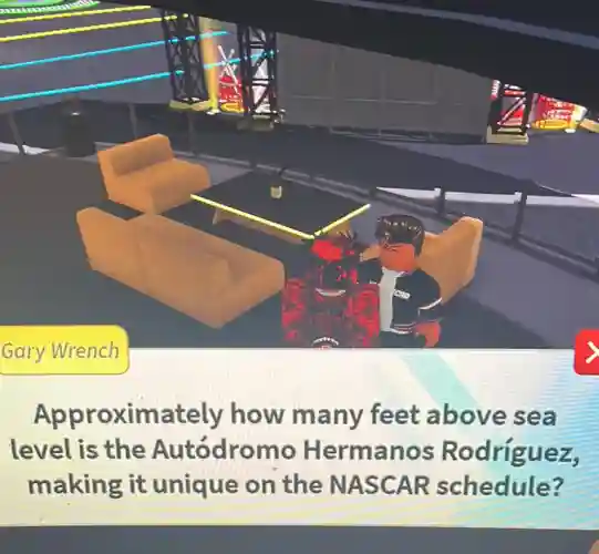 Approximately how many feet above sea
level is the Autódromo Hermanos Rodríguez,
making it unique on the NASCAR schedule?