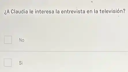 ¿A Claudia le interesa la entrevista en la televisión?
No
Si