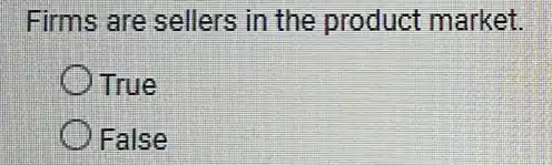 Firms are sellers in the product market.
True
False