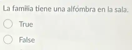 La familia tiene una alfómbra en la sala.
True
False
