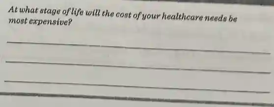 At what stage of life will the cost of your healthcare needs be most expensive?