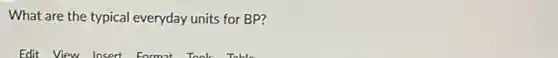 What are the typical everyday units for BP?