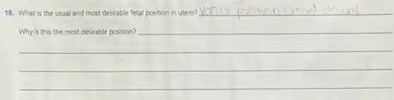 18. What is the usual and most desirable fetal position in utero?
__