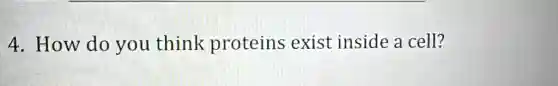 4. How do you think proteins exist inside a cell?
