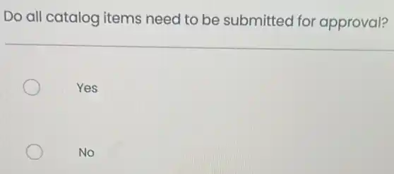 Do all catalog items need to be submitted for approval?
Yes
No