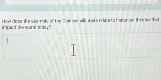 How does the example of the Chinese silk trade relate to historical themes that
impact the world today?