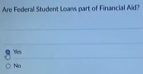 Are Federal Student Loans part of Financial Aid?
Yes
No