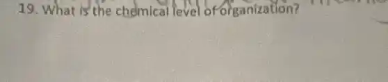 19. What is the chemical level of organization?