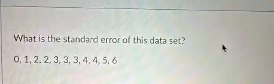 What is the standard error of this data set?
0,1,2,2,3,3,3,4,4,5,6