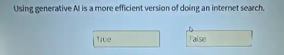 Using generative Al is a more efficient version of doing an internet search.
True
False