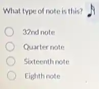 What type of note is this?
32nd note
Quarter note
Sixteenth note
Eighth note