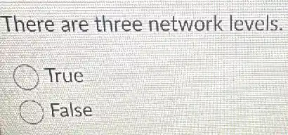There are three network levels.
True
False