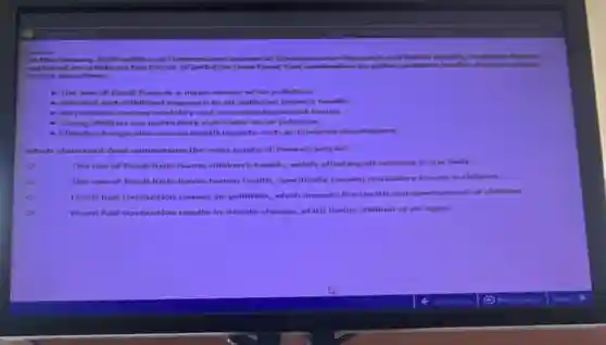 In the innuary 2018 edition of International Joumatof Environmental Resources and Public Peolitif Fredivien
hored on article on the threat of pollution from foundsfunt combuntion to global perdative health. Penerit's magaz
points are shown
- The use of fossil fuels is a major source of als pollution
- Prenatal and childhood exposure to ale pollution Impacts health
- Air pollution causes mortality and neurodevelopmental insues.
- Young children are particularly vulnerable to ait pollution
- Climate change also causes health impacts such as hindered development.
Which statement best summarizes the main points of Perera's article?
The use of fossil fuels harms children's health widely affecting all systems in the body
The use of fossil fuels harms human health specifically causing respiratory issues in children.
Fossil fuel combustion causes ale pollution, which impacts the health and development of children
Fossil fuel combustion results in climate change, which harms children of all ages.